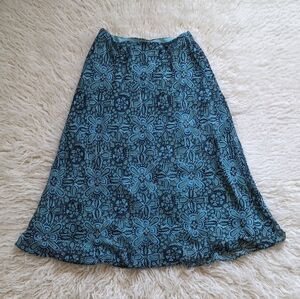 Y2K Style Mosaic Print Bias Cut Teal Skirt